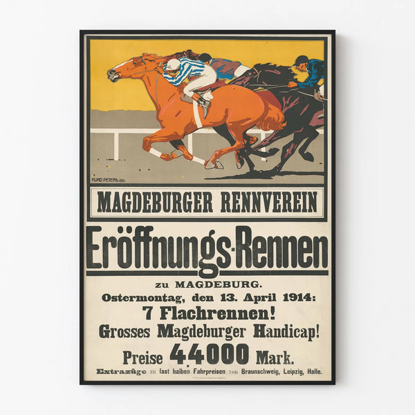 Vintage poster of horse racing Magdeburger Rennverein 1914