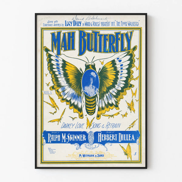 Vintage Mah Butterfly Poster for Wall Decoration