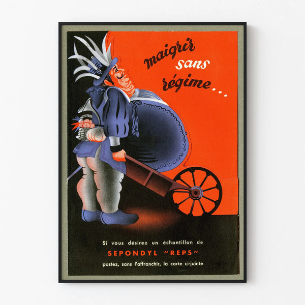 Vintage poster Slimming without diet for original wall decoration