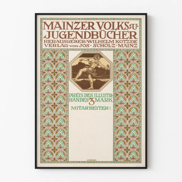 Vintage Poster Mainzer People's and Youth Books - Retro German Wall Decoration