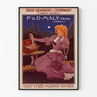 Vintage poster of the jewelry house F. & D. Malý in Prague