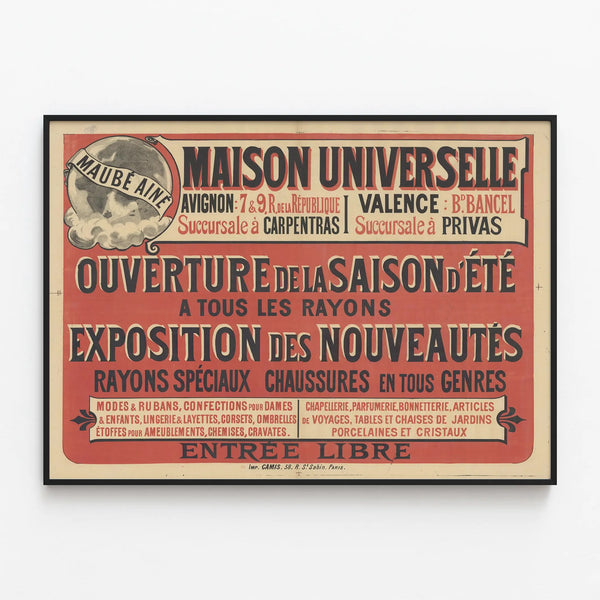 Vintage poster Maison Universelle Maube Aîné - Retro wall decoration — framed artwork on a wall