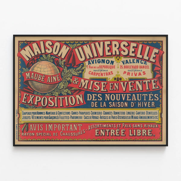 Vintage Poster Maison Universelle Maubé Aîné - Retro Wall Decoration — framed artwork on a wall