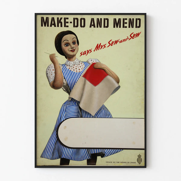 Vintage Poster Wall Decoration Make Do and Mend Mrs. Sew-and-Sew