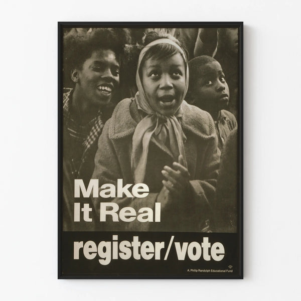 Vintage poster encouraging registration and voting
