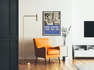 Vintage poster encouraging the nursing profession during wartime