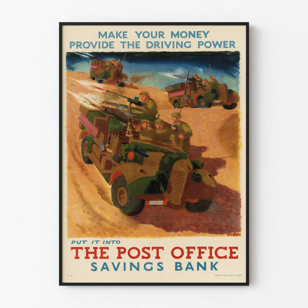 Vintage military poster - Savings awareness poster Post Office Savings Bank