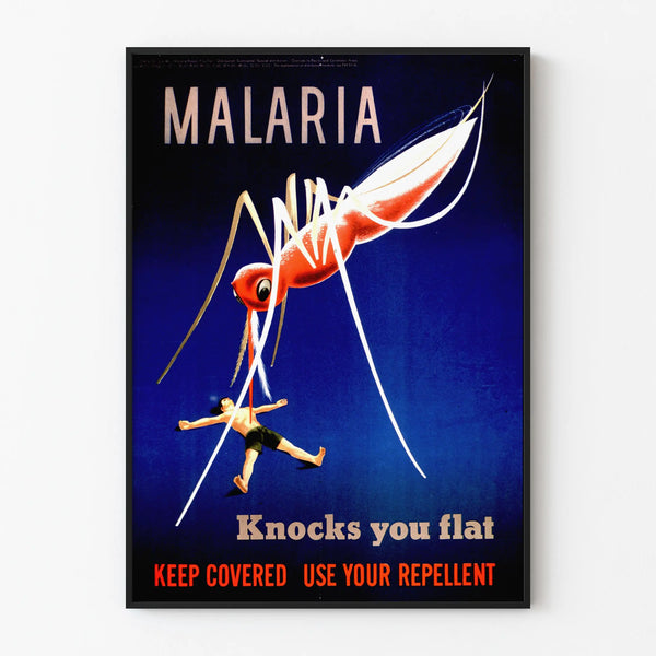 Vintage anti-malaria poster wall decoration
