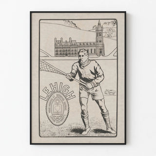 Vintage poster of a lacrosse player from Lehigh University