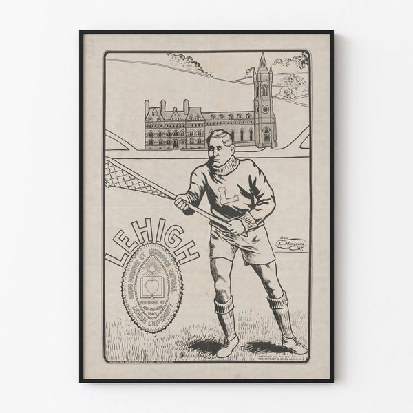 Vintage poster of a lacrosse player from Lehigh University