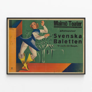 Vintage poster Malmö Teater Swedish Ballet — framed artwork on a wall