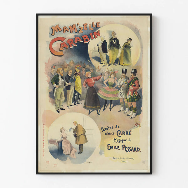 Vintage poster Mam'zelle Carabin - Theatrical wall decoration