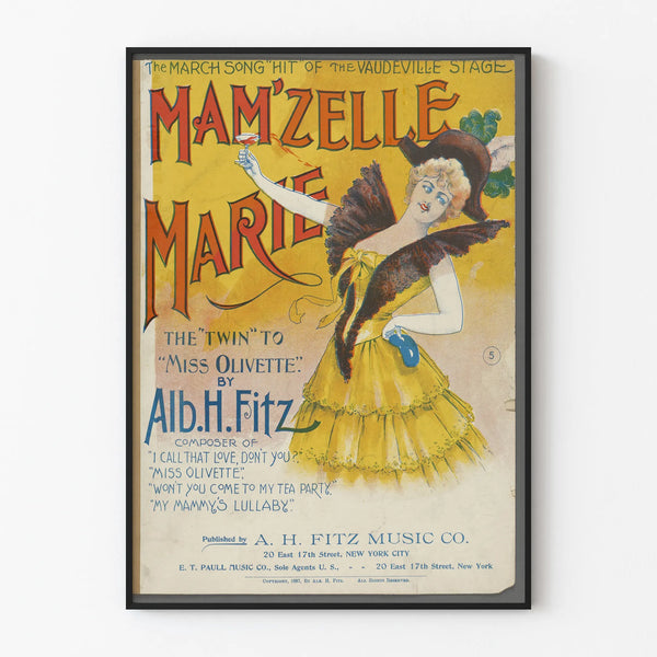 Vintage poster Mam'zelle Marie retro wall decoration
