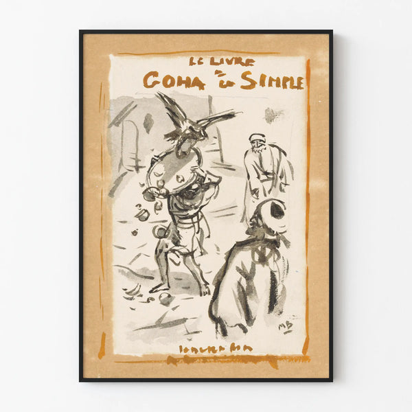 Artistic poster with ink and watercolor of a traditional lively scene