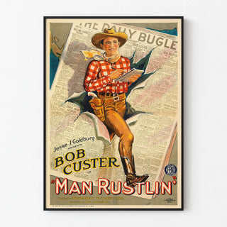 Vintage Western Poster Bob Custer Man Rustling