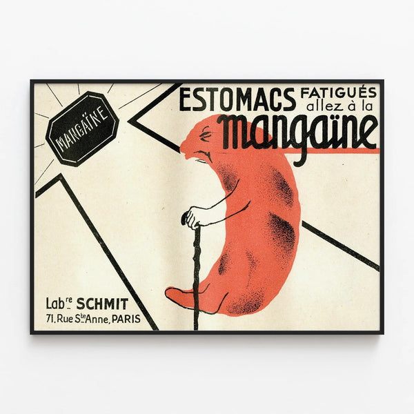 Vintage Poster Mangäine - Wall Decoration for Health and Well-being — framed artwork on a wall