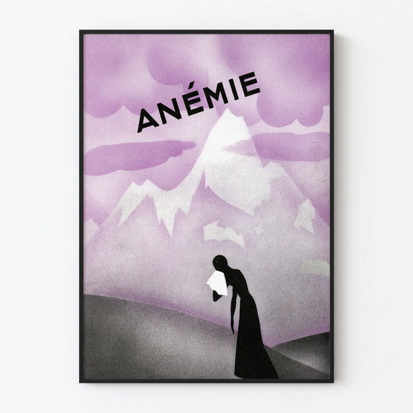 Artistic Poster Anémie - Vintage Illustration in Violet and Black