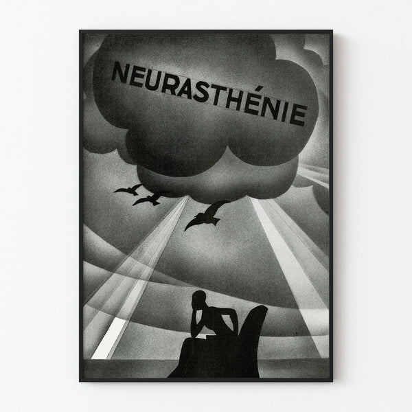 Vintage poster Neurasthenia Mangano - Retro black and white wall decoration