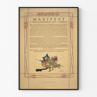 Historical Poster Manifest to the Czechoslovak People in America 1918