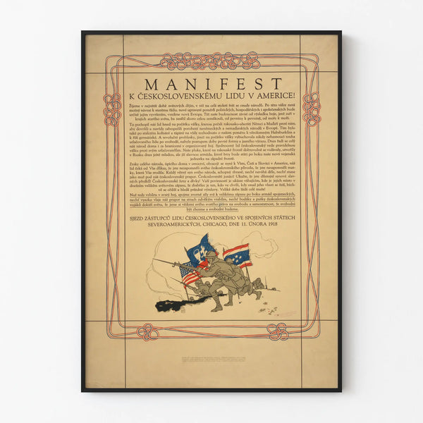 Historical Poster Manifest to the Czechoslovak People in America 1918