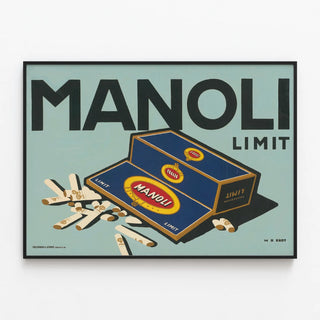 Vintage Advertising Poster Manoli Limit — framed artwork on a wall