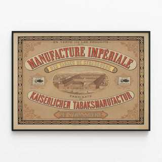 Vintage Poster of the Strasbourg Imperial Tobacco Factory — framed artwork on a wall