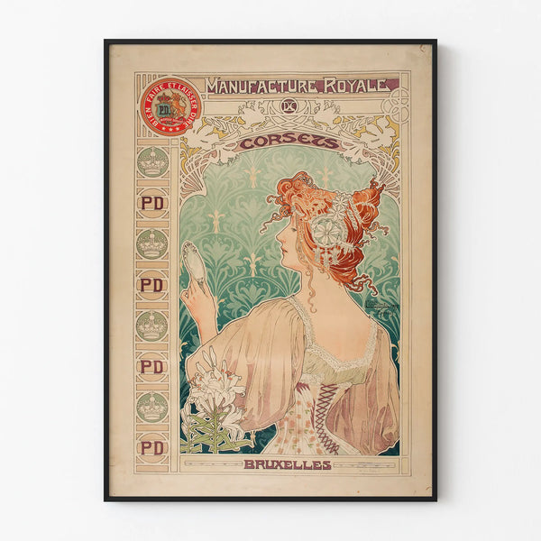 Vintage poster of Manufacture Royale de Corsets - Art Nouveau wall decoration