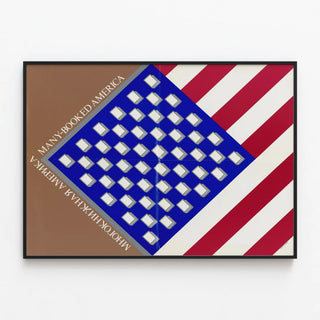 Many-Booked America Design Poster for Contemporary Wall Decoration — framed artwork on a wall