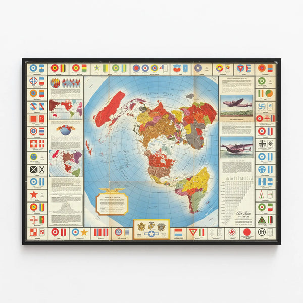 World Map Poster during the Second World War - Historical Wall Map — framed artwork on a wall