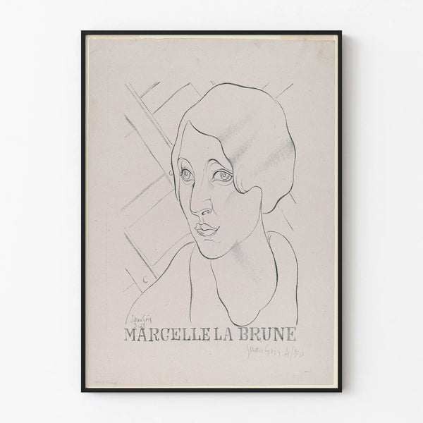 Wall decoration poster portrait of Marcelle the Brunette with pencil