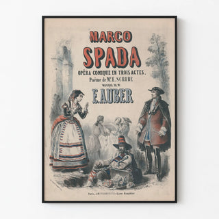 Vintage poster of Marco Spada at the Opéra Comique in 3 acts