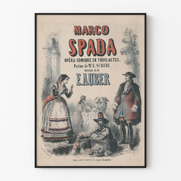 Vintage poster of Marco Spada at the Opéra Comique in 3 acts