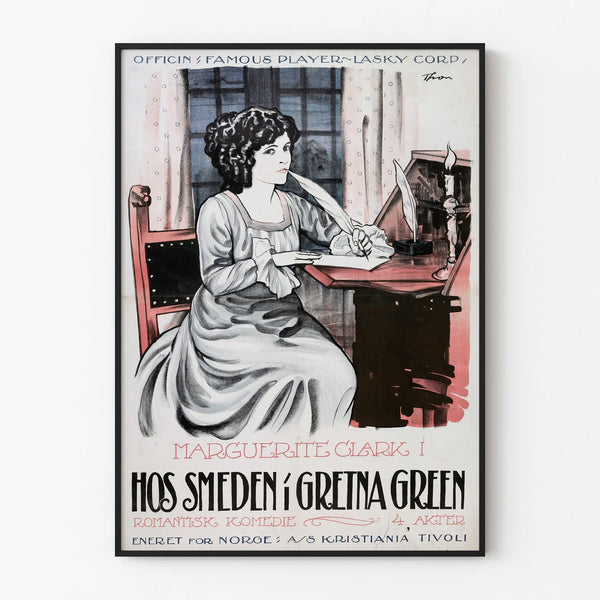 Vintage Romantic Poster of Marguerite Clark at Her Desk