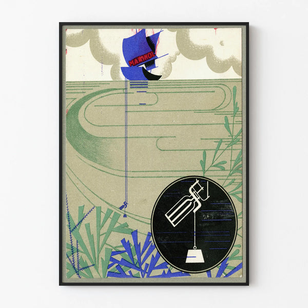Vintage decorative poster Marinol blue and green