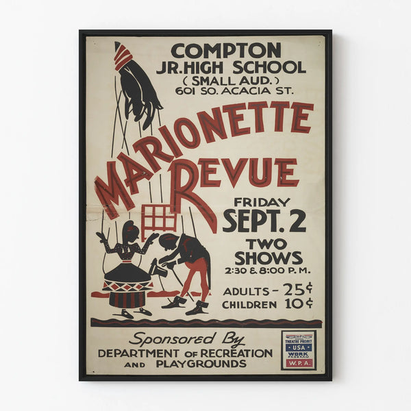 Vintage Poster Marionette Review - Theater Puppet Wall Decoration
