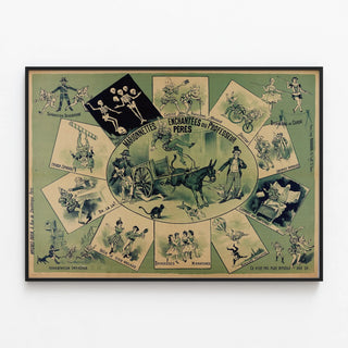 Vintage Poster of Enchanted Marionettes by Professor Péres — framed artwork on a wall