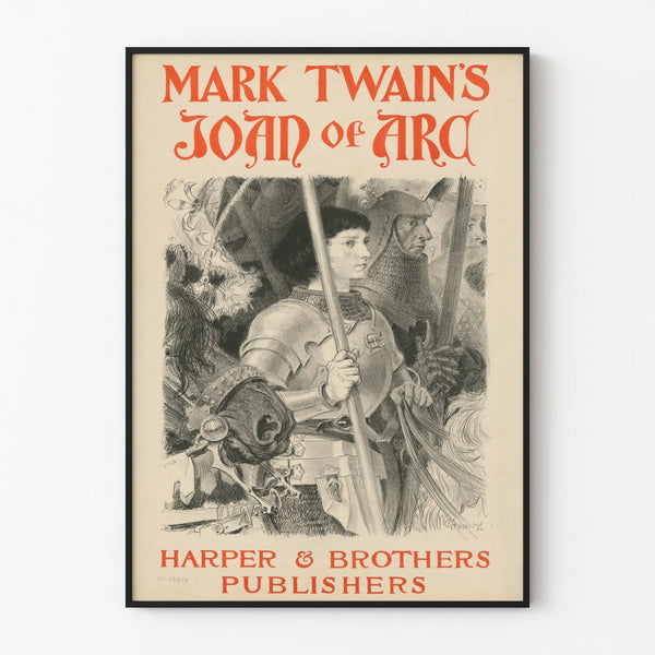 Vintage poster of Mark Twain's Joan of Arc, historical wall decoration