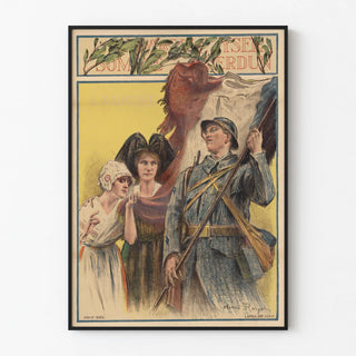 Vintage Poster of the 1914-1918 War Marne Yser Somme Verdun - Soldier and Women