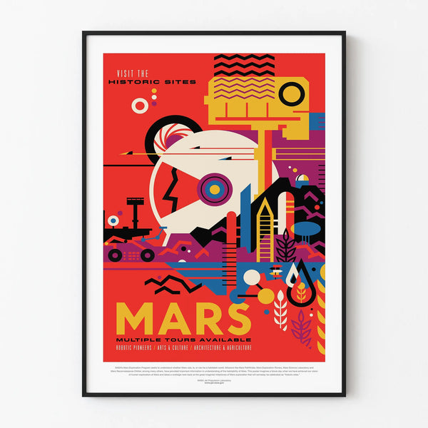 Vintage Decorative Poster Mars Planet Exploration Artem Legrand