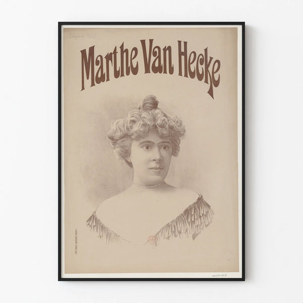 Vintage portrait poster of Marthe Van Hecke in antique style