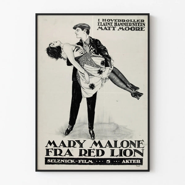 Vintage Mary Malone poster from Red Lion in black and white