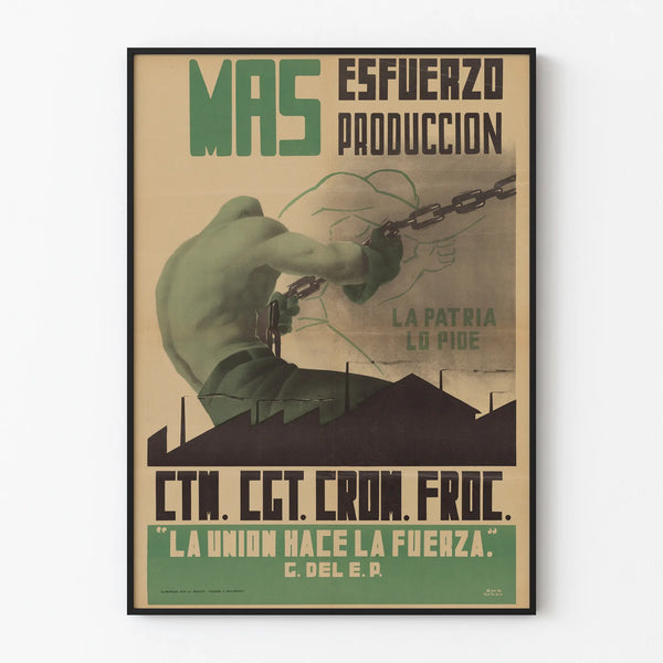 Vintage industrial poster 'More effort, more production' - Retro wall decoration