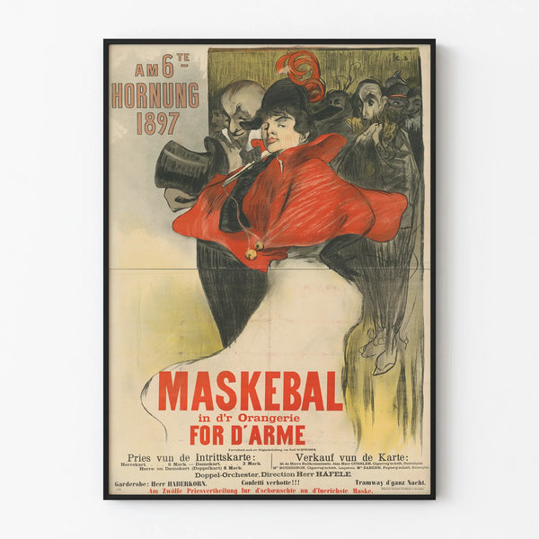Vintage Maskebal Poster - Retro Wall Decoration for Interior