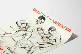 Vintage poster of Dempsey vs Carpentier boxing match 1921 - Match of the Century
