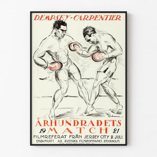 Vintage poster of Dempsey vs Carpentier boxing match 1921 - Match of the Century