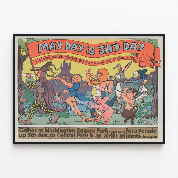 Vintage Poster May Day is Jay Day - Parade Central Park 1976 — framed artwork on a wall