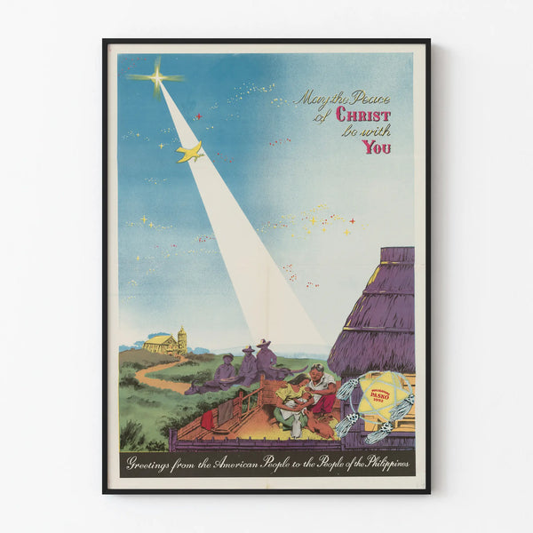 Vintage Christmas decorative poster « May the Peace of Christ Be with You »