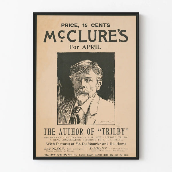 Vintage poster McClure's For April - Portrait of the author of Trilby