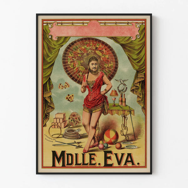 Vintage poster Mdlle Eva - Retro and original wall decoration
