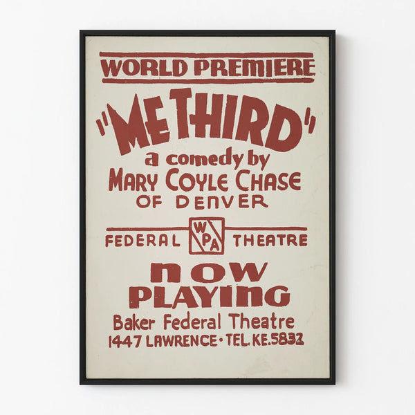 Vintage poster for the comedy theater 'Me Third' by Mary Coyle Chase